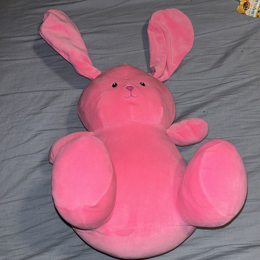 Animal Adventure Plush Pink Bunny Soft Squishy Pudgy Lovey Stitched Eyes New 12"